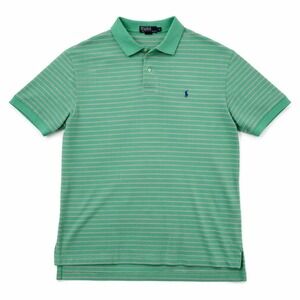 VT Y2K Polo Ralph Lauren Striped Polo Shirt Men Large Green Pink Preppy Classic